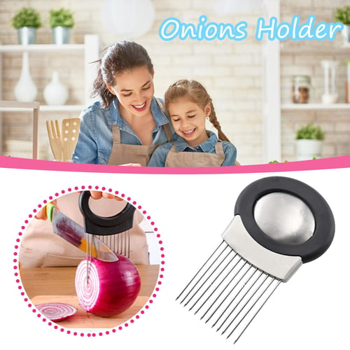 Onion Slicer Rack, All In One Onion Rack Stainless Steel Onion Fork Food  Slicing Assistant Kitchen Gadget Onion Cutter Slicer Vegetable Tool For  Chopp