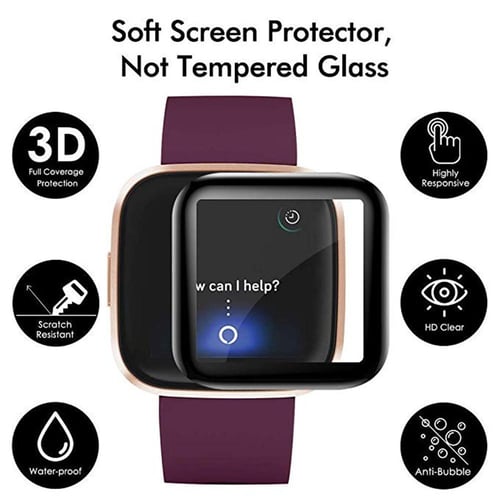 For Fitbit Versa 3 Full Coverage Case Cover With Tempered Glass Screen  Protector