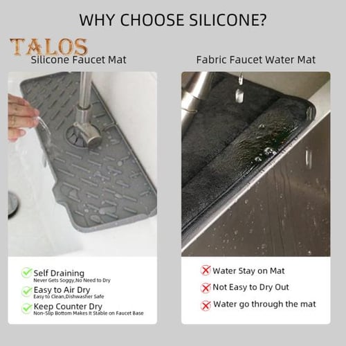 Silicone Kitchen Faucet Mat 14.5'' and Sink Soap Tray 9.25'' - Easy to  Clean and Dishwasher Safe - Washable Non Absorbent Faucet Mat for Kitchen  Sink