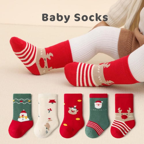 Christmas Baby Socks Combed Cotton Socks for Newborn Cartoon Santa