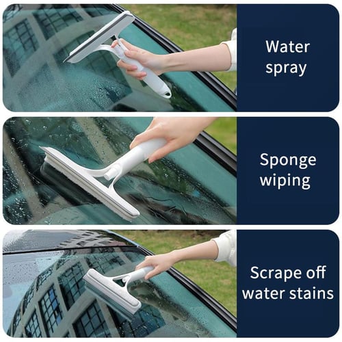 3 In 1 Window Cleaning Tool, Portable Handheld Window Squeegee With Water  Spray, Window Wiper Silicone Cleaner Brush Scraper For Car, Home, Kitchen