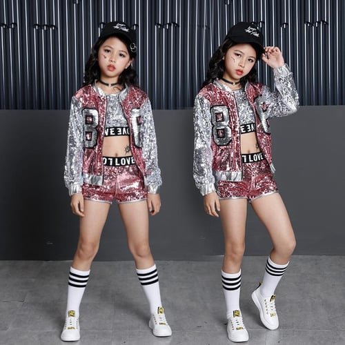 Children Girls Sequins Hip Hop Costume Jazz Street Dance Clothing 3 Piece  Set - buy Children Girls Sequins Hip Hop Costume Jazz Street Dance Clothing  3 Piece Set: prices, reviews