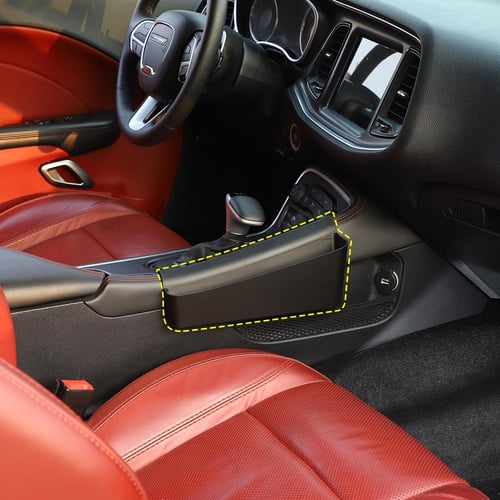 Car Console Organizer,Gear Shift Panel Center Console Side Storage Box for  Dodge Challenger 2015 up Interior Accessories Black - buy Car Console