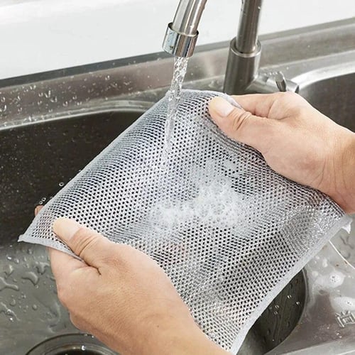 New Thickened Steel Wire Cleaning Cloth Non-Scratch Double-layer Iron Microfiber  Mesh Dishrag Washing Pot