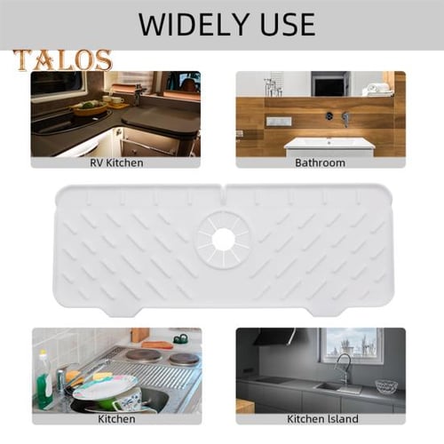 Silicone Kitchen Faucet Mat 14.5'' and Sink Soap Tray 9.25'' - Easy to  Clean and Dishwasher Safe - Washable Non Absorbent Faucet Mat for Kitchen  Sink