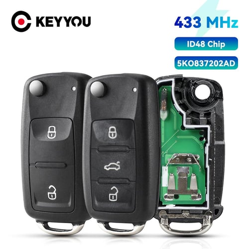KEYYOU 3 Buttons Remote Key Fob 434MHz With ID48 1K0959753G For VOLKSWAGEN  VW PASSAT B5 B6 Skoda Tiguan Touran GOLF JETTA - buy KEYYOU 3 Buttons Remote  Key Fob 434MHz With ID48