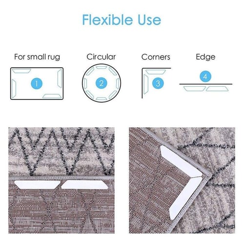 Cheap 8Pcs/set Anti Skid Reusable Washable Silicone Grip New Home Floor Rug  Carpet Mat Grippers