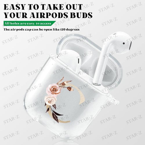 Earphone Case With Letter Z & Flower Graphic Wireless Cover Soft