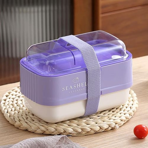 1set 1800ml Microwavable Plastic Lunch Box With Bag & Cutlery & Sauce Box,  Leak Proof Portable Fruit Salad Food Container For Adults Kids