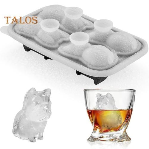 Bulldog Shape Ice Mold Silicone Dog Ice Cube Tray Creative Whiskey Ice Cube  Ice Maker Mold With Spill-Resistant LidParty Supply