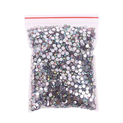 50Pcs Aurora Glass Nail Rhinestones DIY Nail Art Gems Flat Bottom