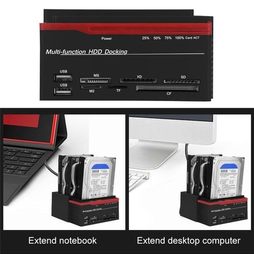 HDD Docking Station 2.5 /3.5 SSD IDE SATA Clone Hard Drive Multi Card  Reader