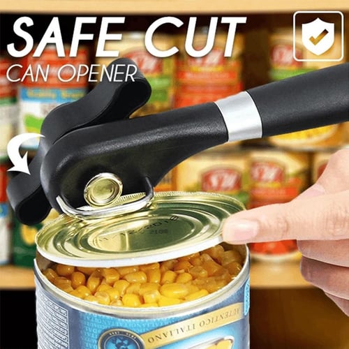 1pc Plastic Professional Kitchen Tool Safety Hand-actuated Can Opener Side  Cut Easy Grip Manual Opener