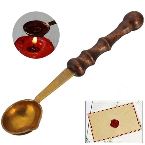 Sealing Wax Spoon Metal Tools, Wax Seal Spoon With Wooden Handel 2 Pcs,  Enamel Envelope Sealing Tool