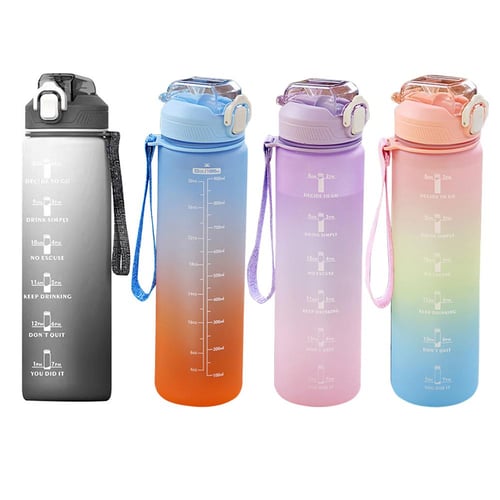 Plastic Water Bottle With Time Marker, Creative, Large Capacity,  Anti-leakage, for Sportsmen, 