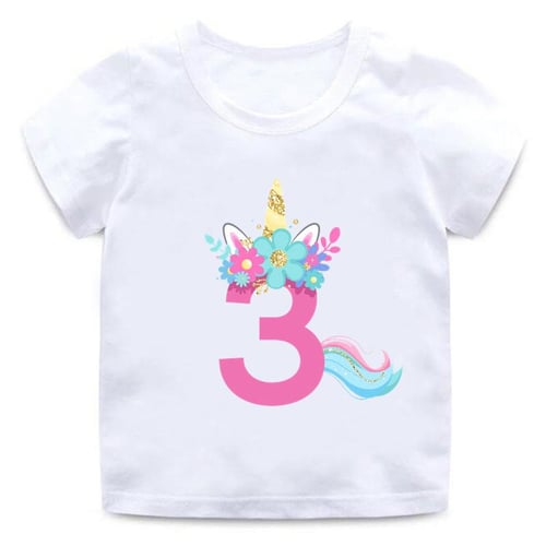 Unicorn Cartoon T Shirt Birthday Gift Number Clothes Graphic Kids  Boys&Girls Clothes Children Tops Short Sleeved