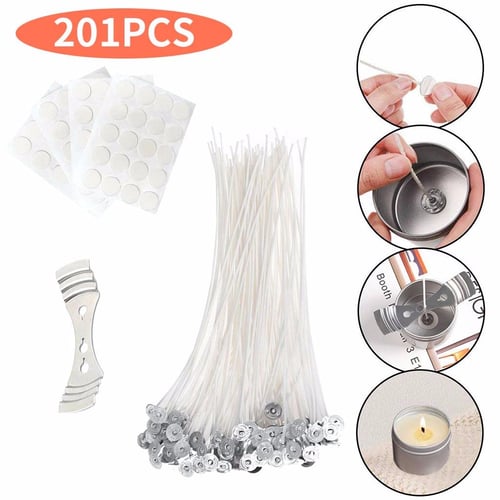 Candle Wicks 20cm With Metal Base Holder Cotton Wax Core 100 Pcs