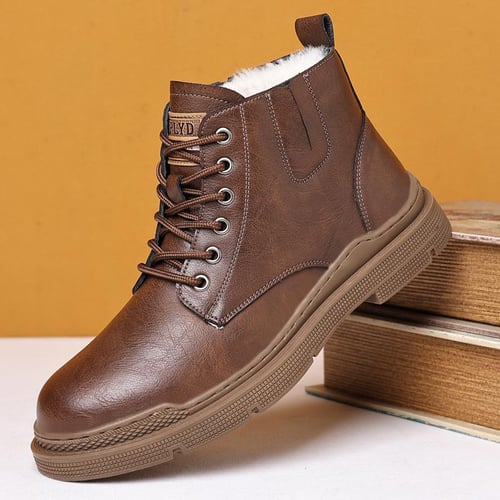 Leather fleece lined ankle boots