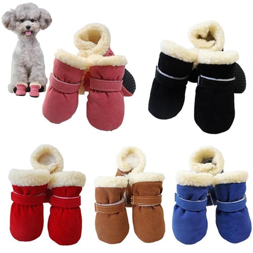 4pcs/Set Winter Warm Pet Shoes Anti-Slip Thick Dog Boots for Small