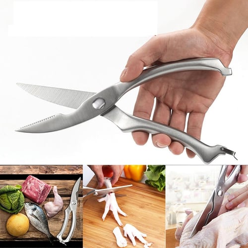 Heavy Duty Poultry Shears ,Spring Loaded Chicken Bone Scissors with Safety  Lock - German Stainless Steel Kitchen