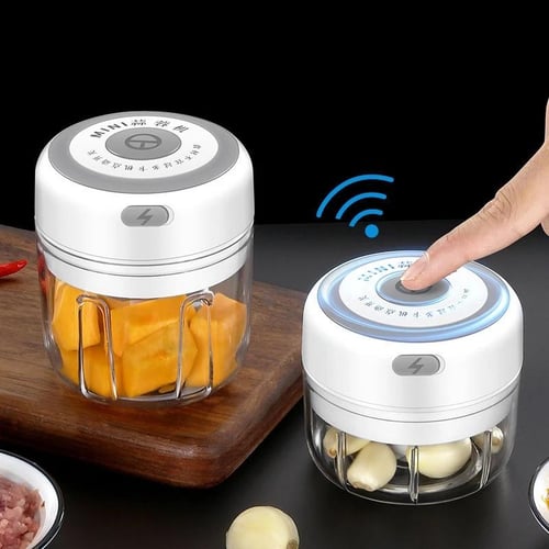 Mini Electric Garlic Chopper - 250ML Mini Food Processor Portable Garlic  Mincer with 3 Blades - USB Charging Wireless Vegetable Chopper for Garlic, Onions, Meat, Salad