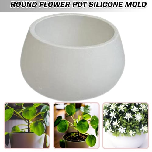 Flowerpot Silicone Mold, 2PCS Concrete Planter Pot Molds, Round