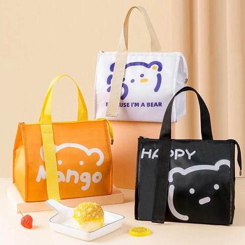 1pc Cartoon Cute Tote Bag, Insulated Lunch Bag, Lunch Box Bag