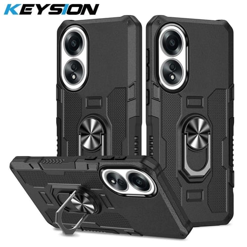 KEYSION Shockproof Case for OPPO A17 A17K A78 A58 4G Silicone+PC Metal Ring  Stand Phone Cover for OPPO A5S A12 A54 A55 A74 A95 - buy KEYSION Shockproof  Case for OPPO A17