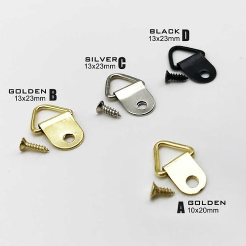 20pcs Golden Triangle D-Ring Hanging Picture oil Painting Mirror Frame  Hooks Hangers Triangle Photo Picture Frame Hooks