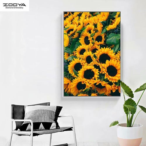 5D DIY Sunflower Diamond Painting Round Diamond Embroidery Craft Canvas  Painting