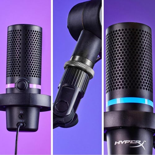 HyperX QuadCast – USB Condenser Gaming Microphone, for PC, PS4 and Mac,  Anti-Vibration Shock Mount, Four Polar Patterns, Pop Filter, Gain Control