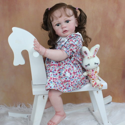 60Cm soft silicone reborn baby doll toy for girl two hair color