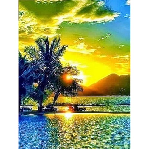 Caribbean Beach Sunrise - 5D Diamond Painting 