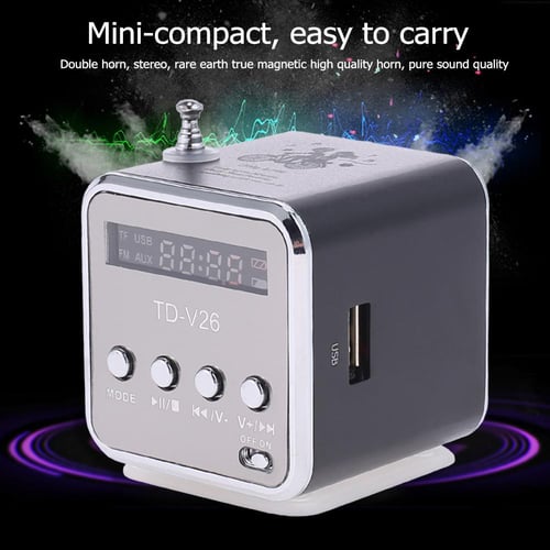 Mini Radio FM Digital Portable Speakers w/ FM Radio Receiver Support SD/TF  Card for Mp3 Music Player USB Charging 87.5-108 MHz