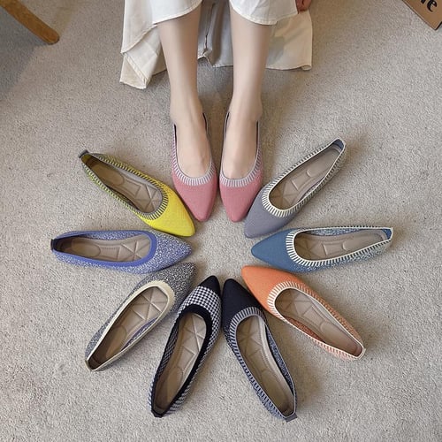 Women's Casual Flat Shoes Pointed Toe Ballet Comfort Soft Slip On F