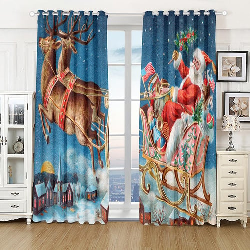 Happy New Year Series Shower Curtain Cartoon Cute Santa Claus