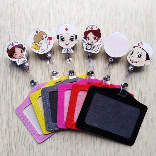 Cute Cartoon PU Leather Card Holder with Badge Reel Hospital Medical  Workers Work Card Name Tag Badge Holder for Nurse Doctor - buy Cute Cartoon  PU Leather Card Holder with Badge Reel