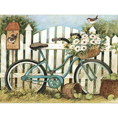 DIY 5D Diamond Painting Set, Flower Mart, Bicycle, Adult Diamond