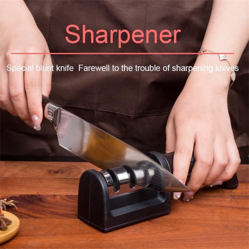 1pc Kitchen Multifunctional Three-stage Quick Sharpening Tungsten Steel  Ceramic Knife Sharpener With Three Slots In Black And Red