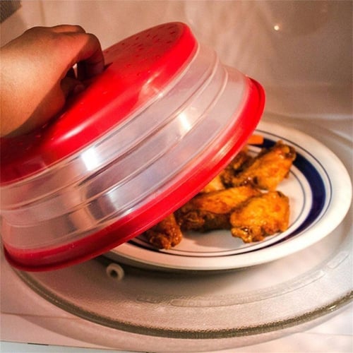 Microwave Plate Cover, Easy Grip Microwave Splatter Cover, Guard Lid with Steam Vent, Transparent, Size: 26