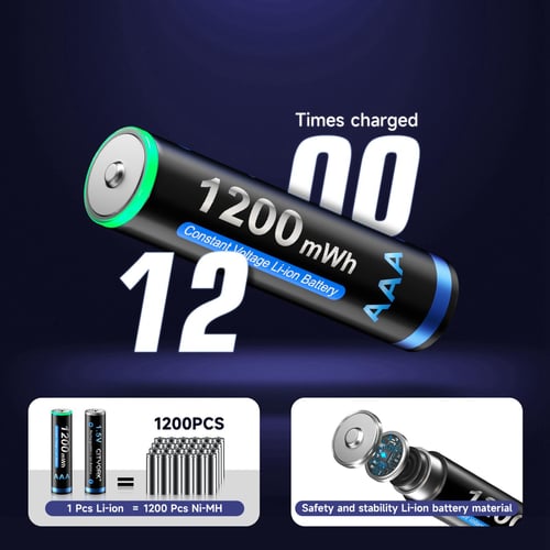 1.5V AAA Lithium Rechargeable Battery 1200mWh AAA 1.5V Li-ion li ion Battery  For