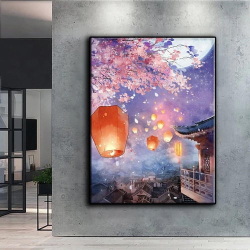 Cheap 5D Diamond Painting Full Diamond Thaise Lampion And Lotus Flower  Light Diamond Painting Handmade Diy Diamond Mosaic Painting Home Decoration