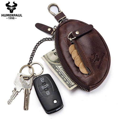 Genuine Leather Keychain Men Women Key Holder Organizer Pouch Cow Split Car  Key Wallet Housekeeper Key Case Mini Card Bag