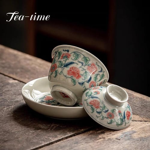 Colorful Glass Gaiwan Tea Cup Heat-resistant Thickened Tea Bowl