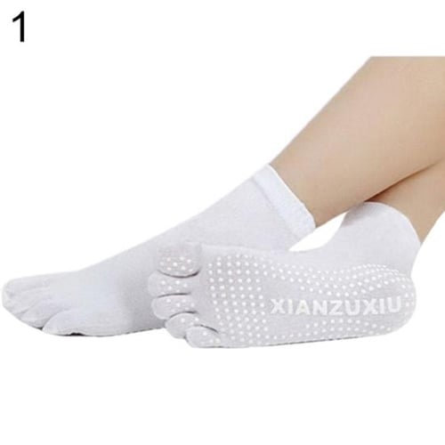 Toe Socks For Women Five Finger Socks With Grip Five Toe Non Slip Barre  Socks Cotton Anti-skid Fitness Pilates Socks