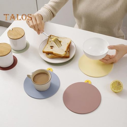 6 Pcs Round Placemats, Washable Vinyl Placemats Anti-scald