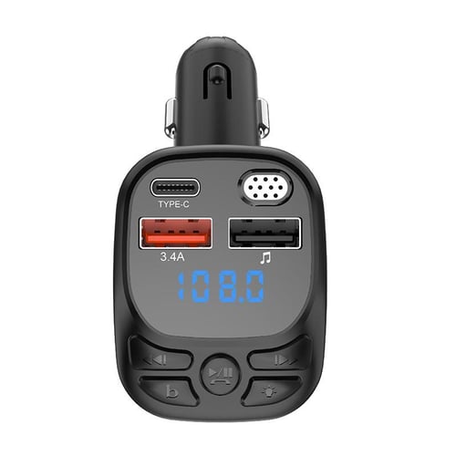 C22 Bluetooth FM Transmitter Hands-free Call Voltage Detection Car MP3  Music Player PD Type-C + Dual USB Car Charger