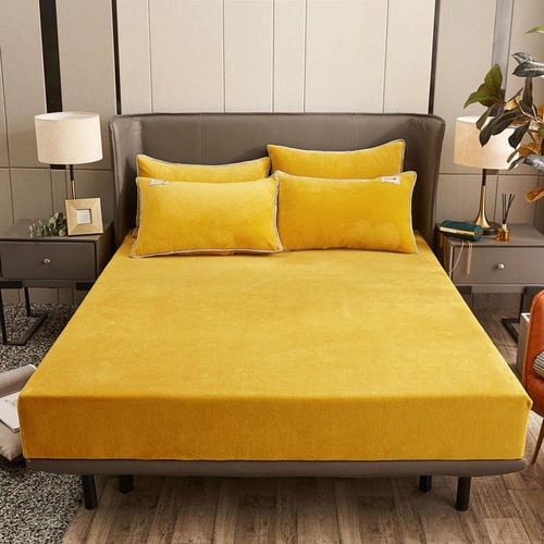 Velvet Mattress Cover Bedspread, Warm Bed Sheets Winters