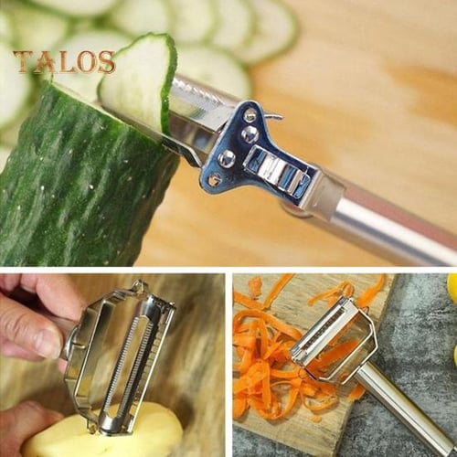 Julienne Peeler Vegetable Peeler Dual Blade Stainless Steel Cutter Slicer  with Cleaning Brush for Carrot, Cucumber, Fruit, Multifunctional Peeler for