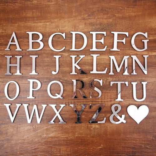 Wall Sticker English Alphabet Acrylic Mirrior 3d Sticker Decoration Wedding  love letters Decorative Alphabet